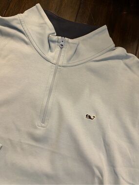 Vineyard Vines Pale Blue Half-Zip Mock Neck Pullover- XXL